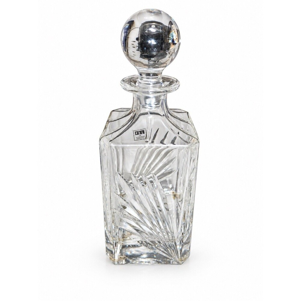 Cioni Mario Italian Lead Crystal Whiskey Decanter Signed Palm Cut